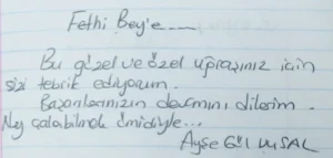 Fethi Bey'e... Bu Güzel ve özel uğraşınız için siz tebrik ediyorum. Başarılarınızın devamını dilerim. Ney çalabilmek ümidiyle...Ayşe Gül Uysal